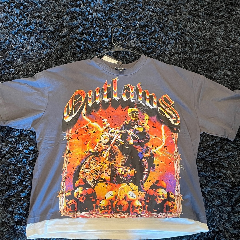 Grey and Orange outlaws biker tee #streetwear